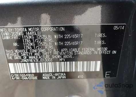 2014 Toyota Rav4 Le from USA, damaged, VIN JTMZFREV3EJ013003